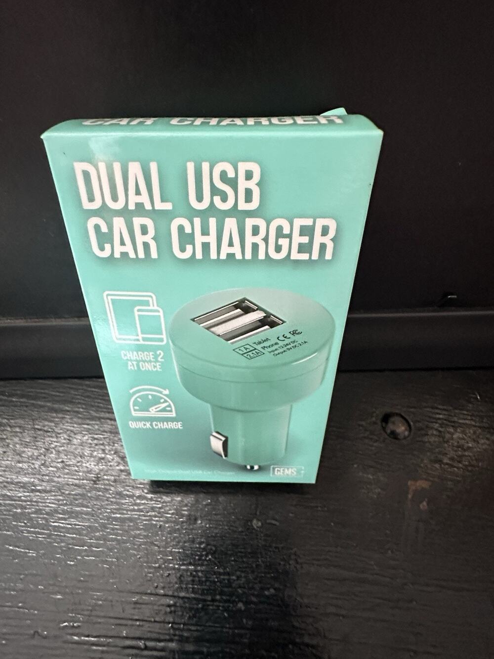 Lot of 3 GEMS Aqua Dual USB Car Chargers 2.1A 1A New in Box